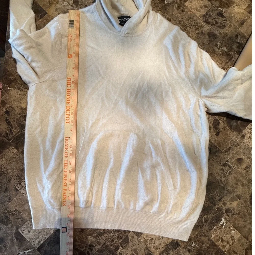 Banana Republic 100% Cashmere Hoodie Mens XL Tall Cream Pullover Sweater Knit